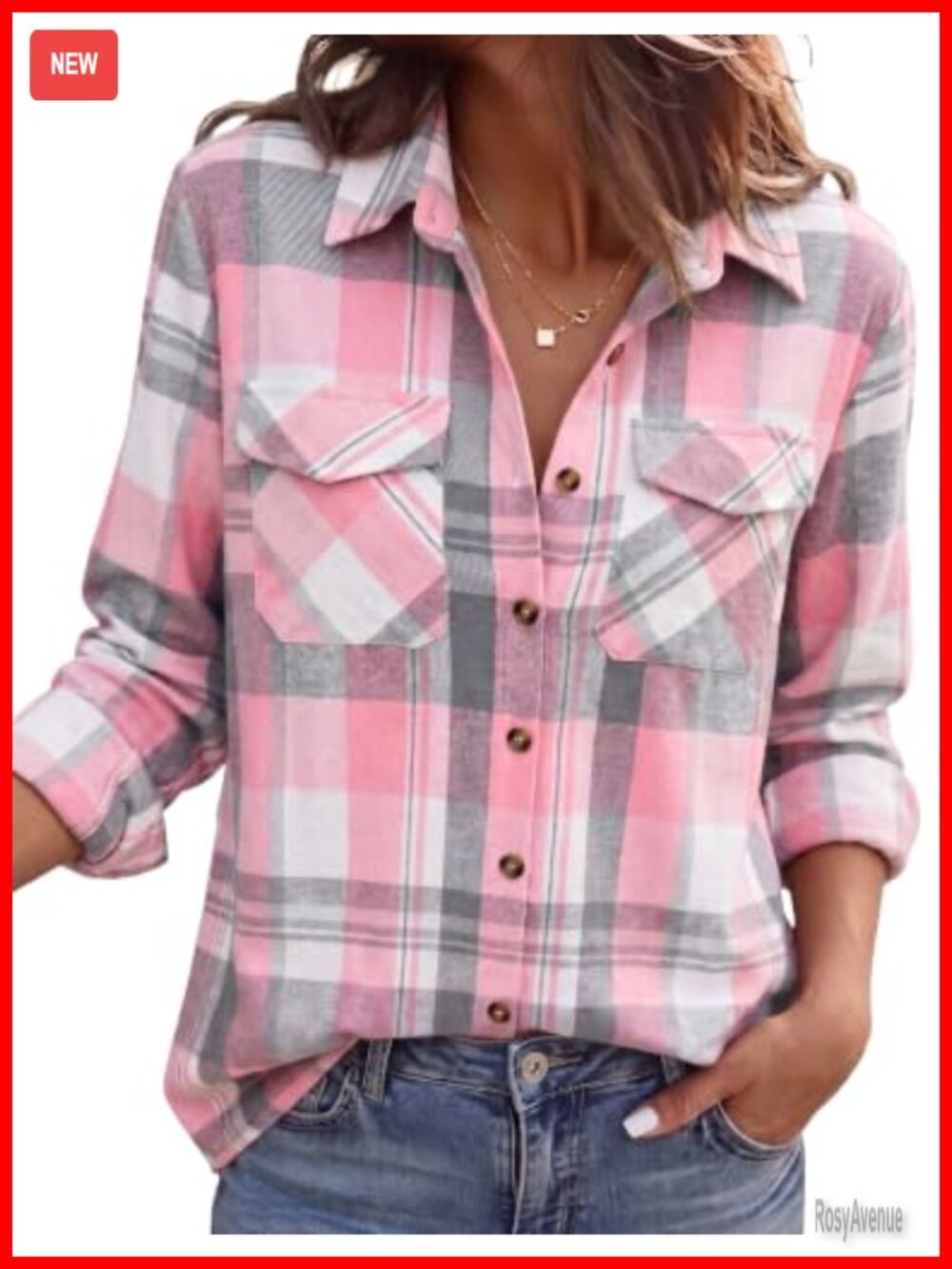 Zeagoo Button Down Flannel Shirt Plaid Lightweight Top Pockets